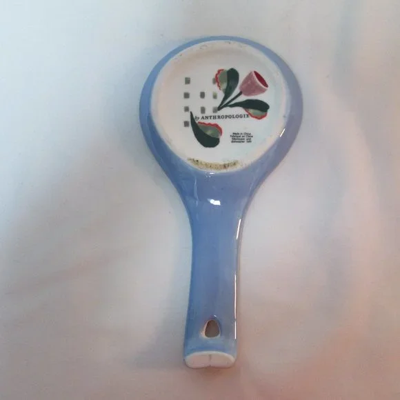 Anthropologie Tivoli Monogram Initial Letter L Spoon Rest floral stoneware dish - Picture 6 of 7